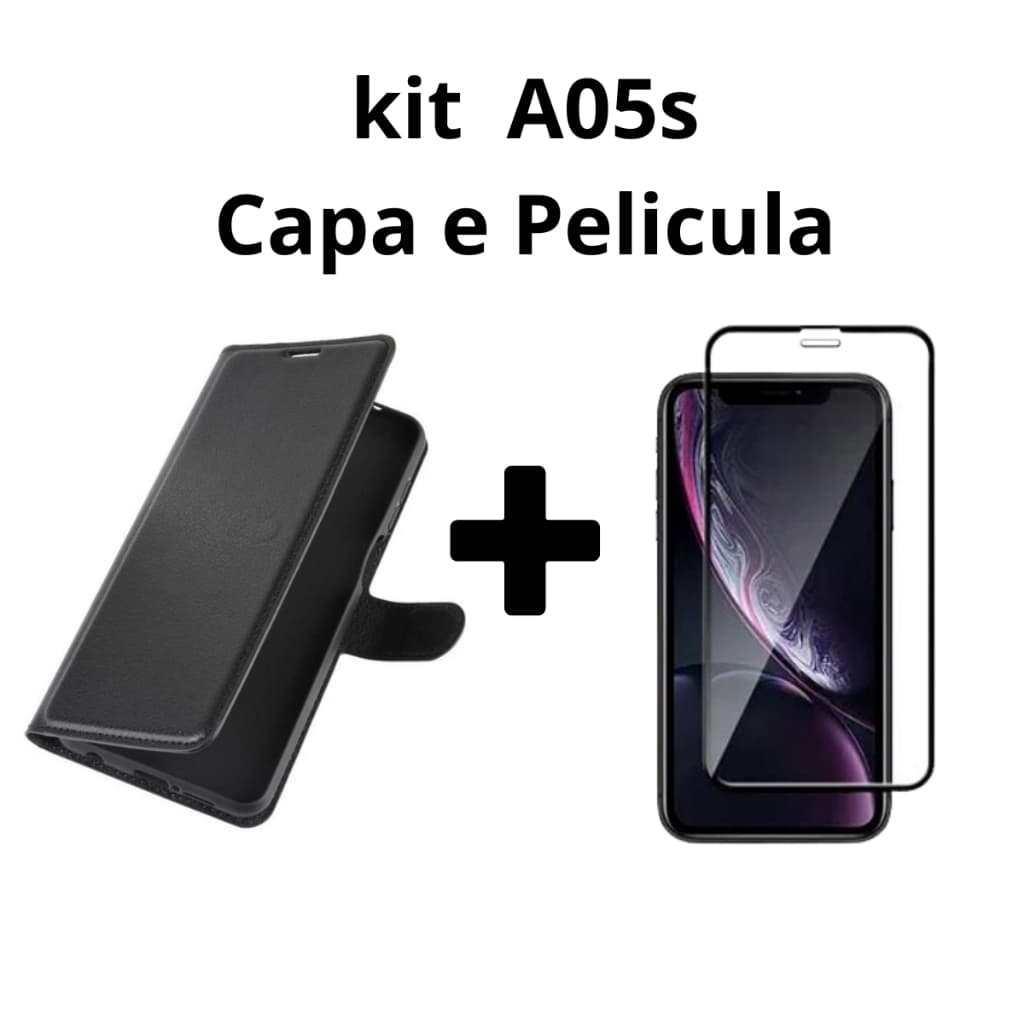 Capinha Carteira Para Galaxy A05s + Película 3D Proteção em Dobro Kit Para A05s