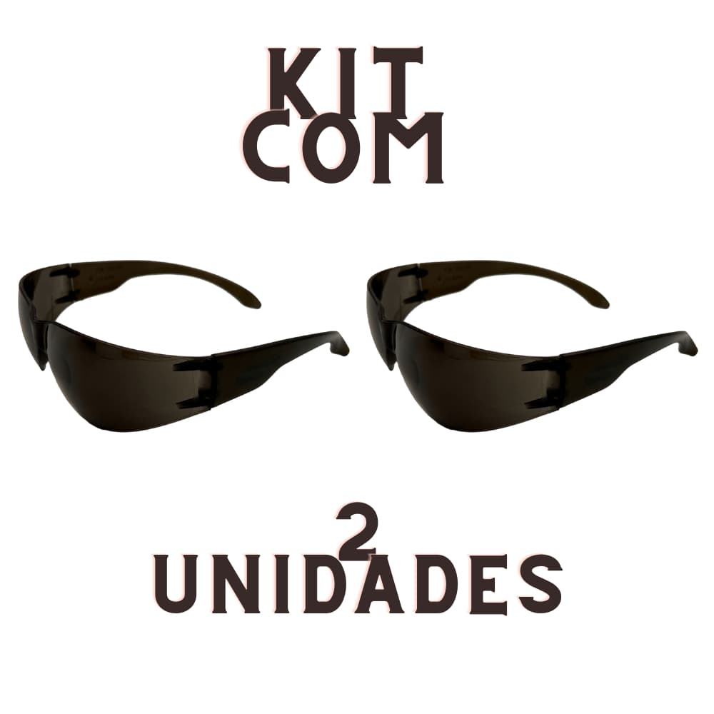 2 Oculos Seguranca Epi Wave/Poliferr Fume Protecao Trabalho Ca 34653