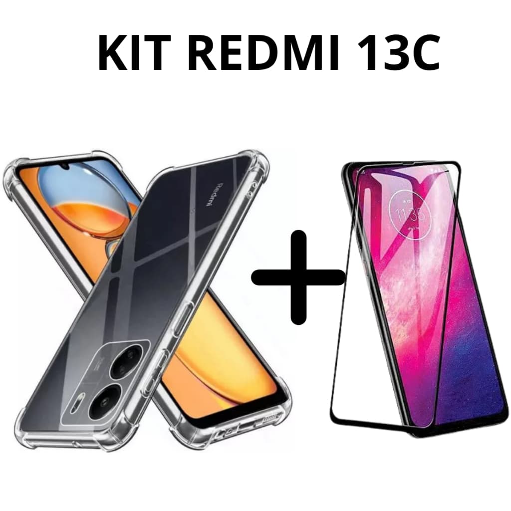 Kit Redmi 13c Capa anti-impacto + Película 3D