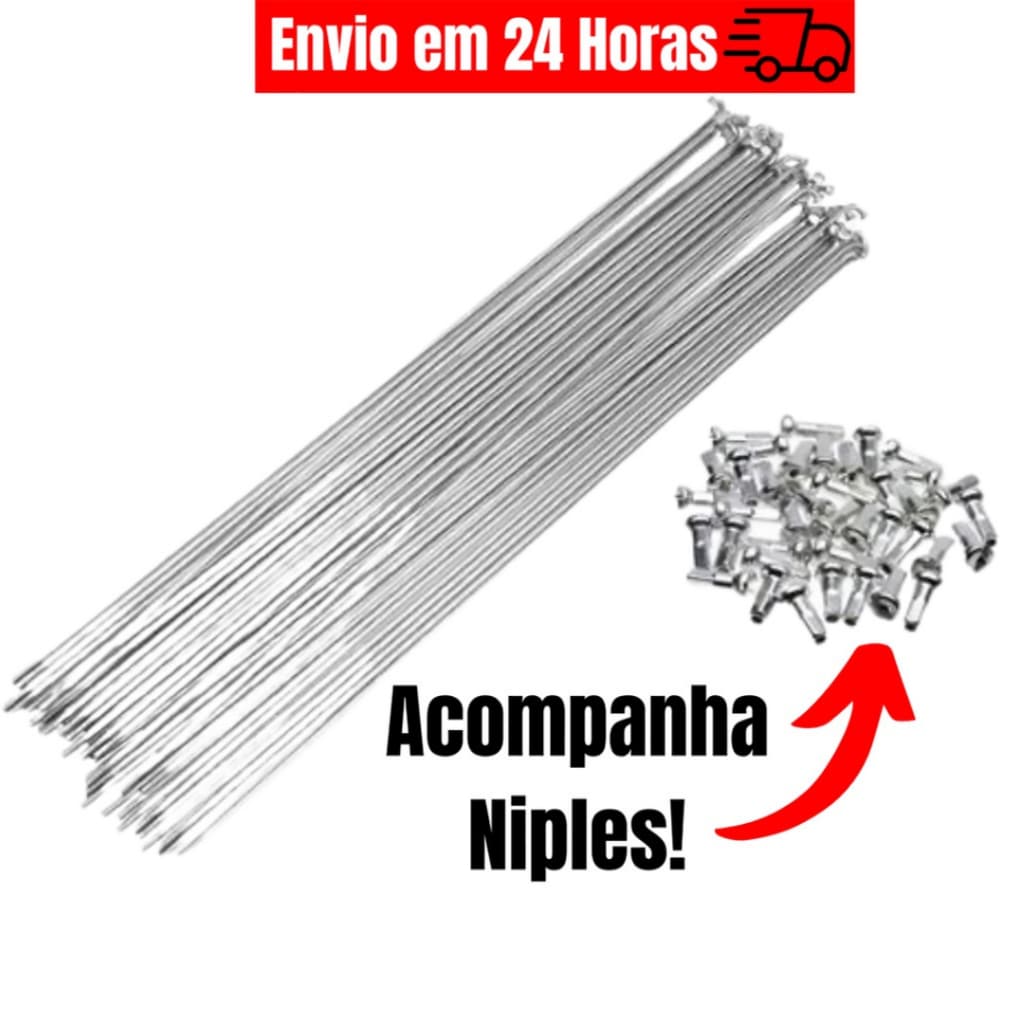 Raios de Bicicleta (INOX) Aro 24, 26, 29, 700 com Niples