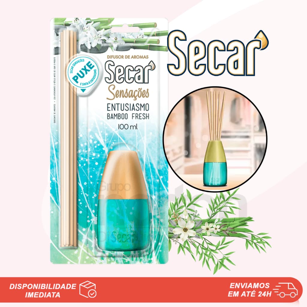 Difusor de Aromas Secar Bamboo Fresh Sensações 100ml Perfume Casa Cheirinho Aromatizador