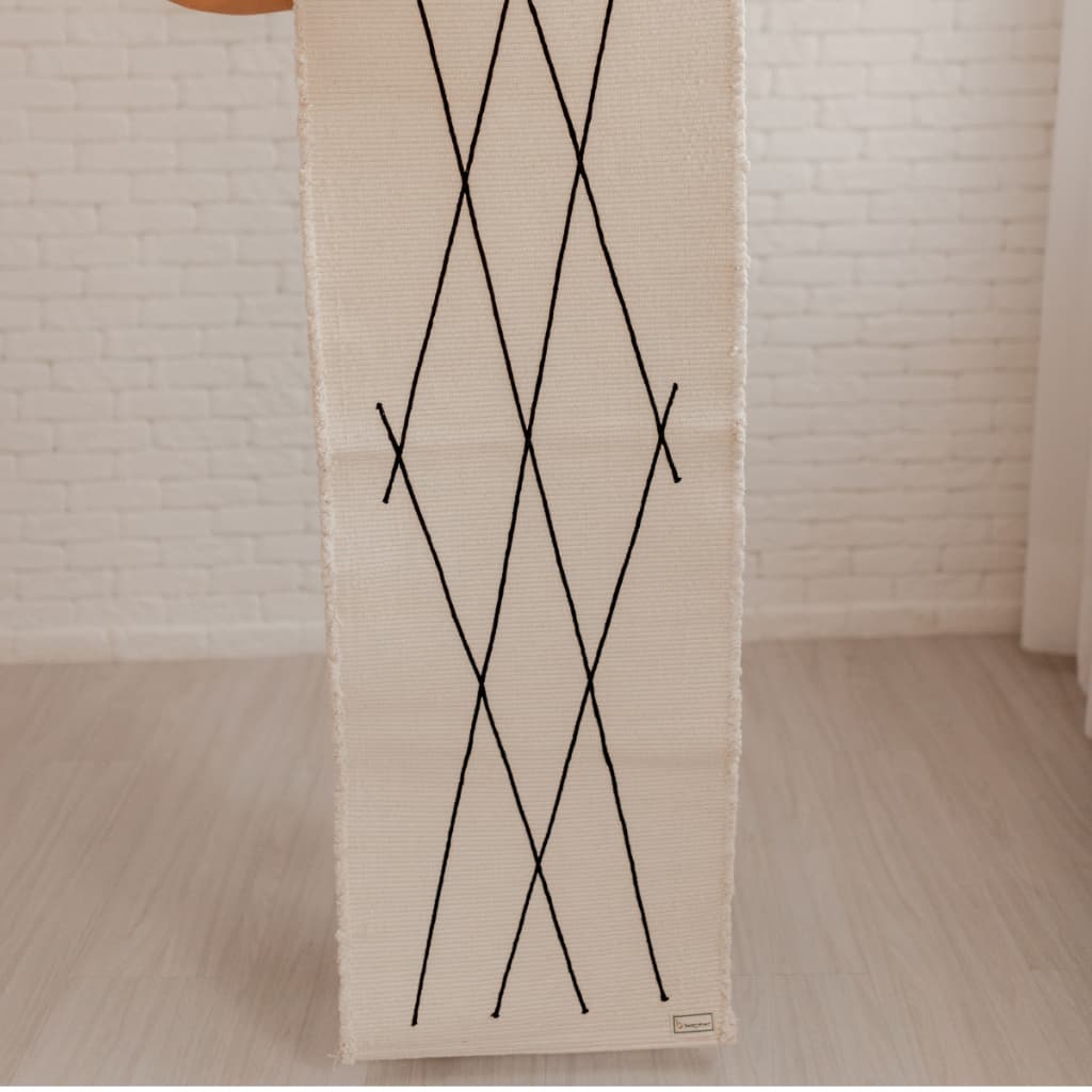 Tapete Boho Passadeira De Algodão Lavável 140cm