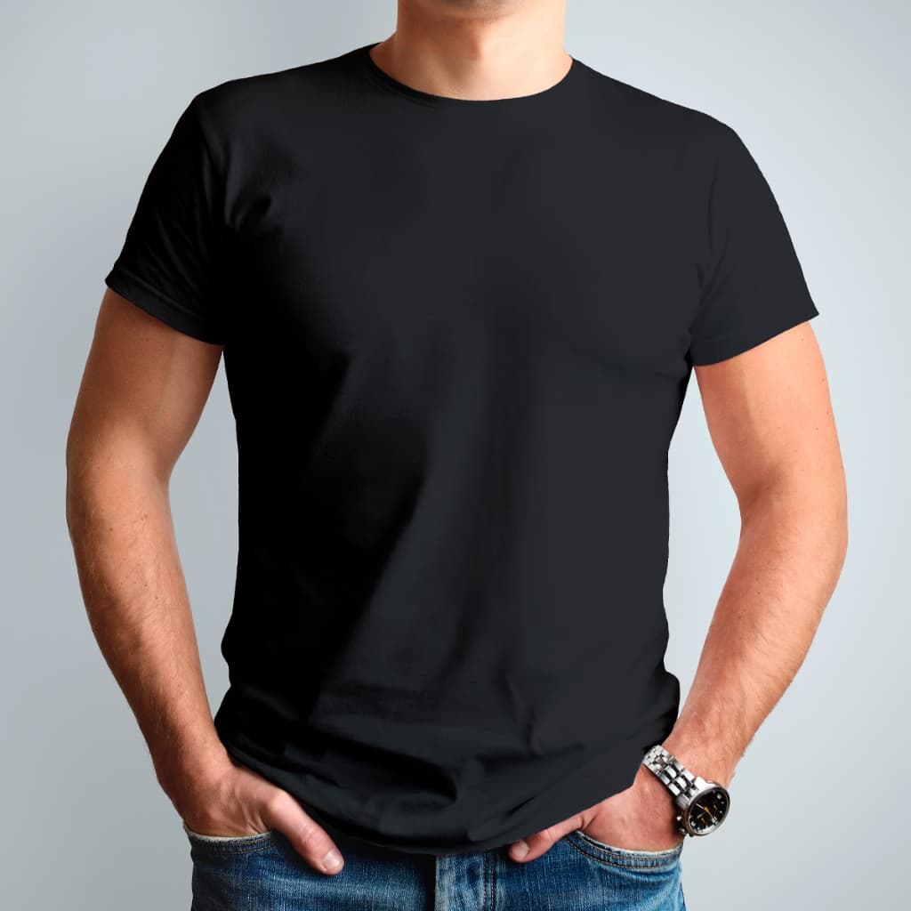 Camiseta Preta Básica Masculina Confortável 100% Algodão 30.1 Penteado Premium com ajuste perfeito estilo casual