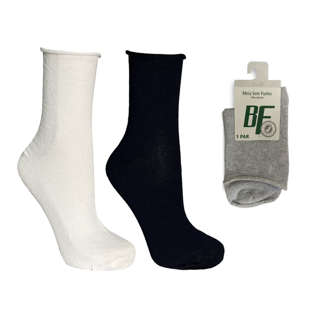 3 Pares Meia Sem Punho Masculina Algodão Não Aperta a Canela