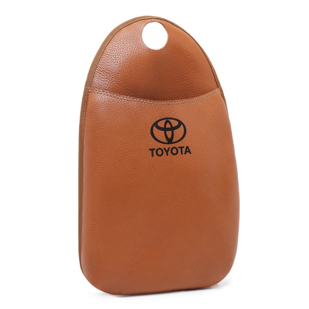 Lixeira de Carro em Couro Legítimo com Logo – Porta Lixo Compacto, Luxuoso e Durável