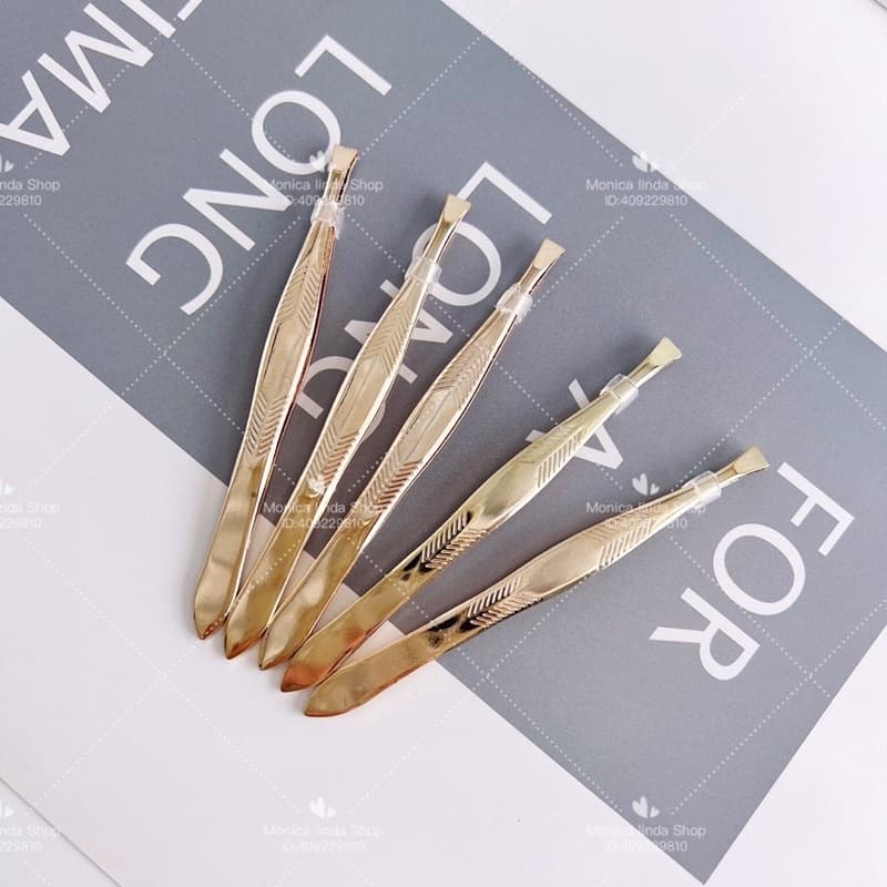 kit Até 12 Pinça Sobrancelha Aço Inoxidável Banhado A Ouro