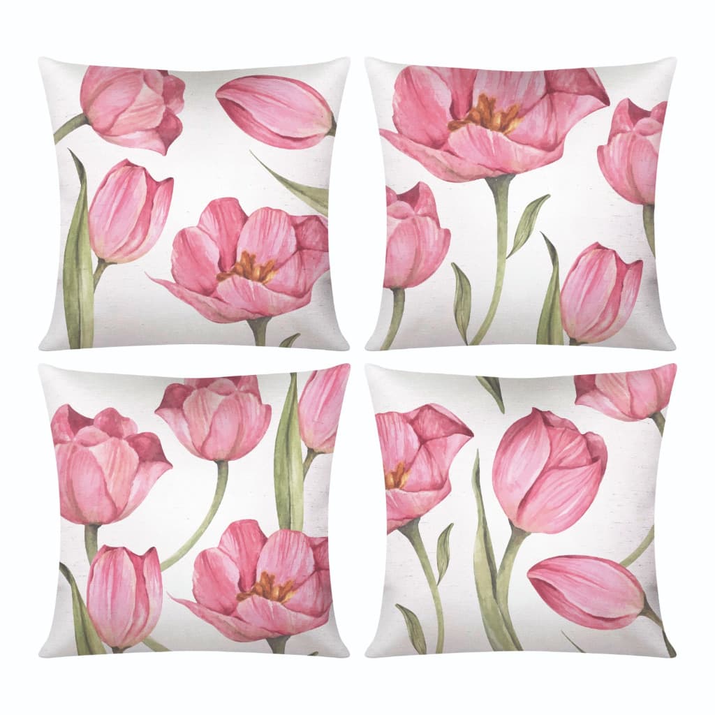 Kit c/ 04 Capas de Almofada Decorativas Modern Print 45x45 - Tulipa Rosa