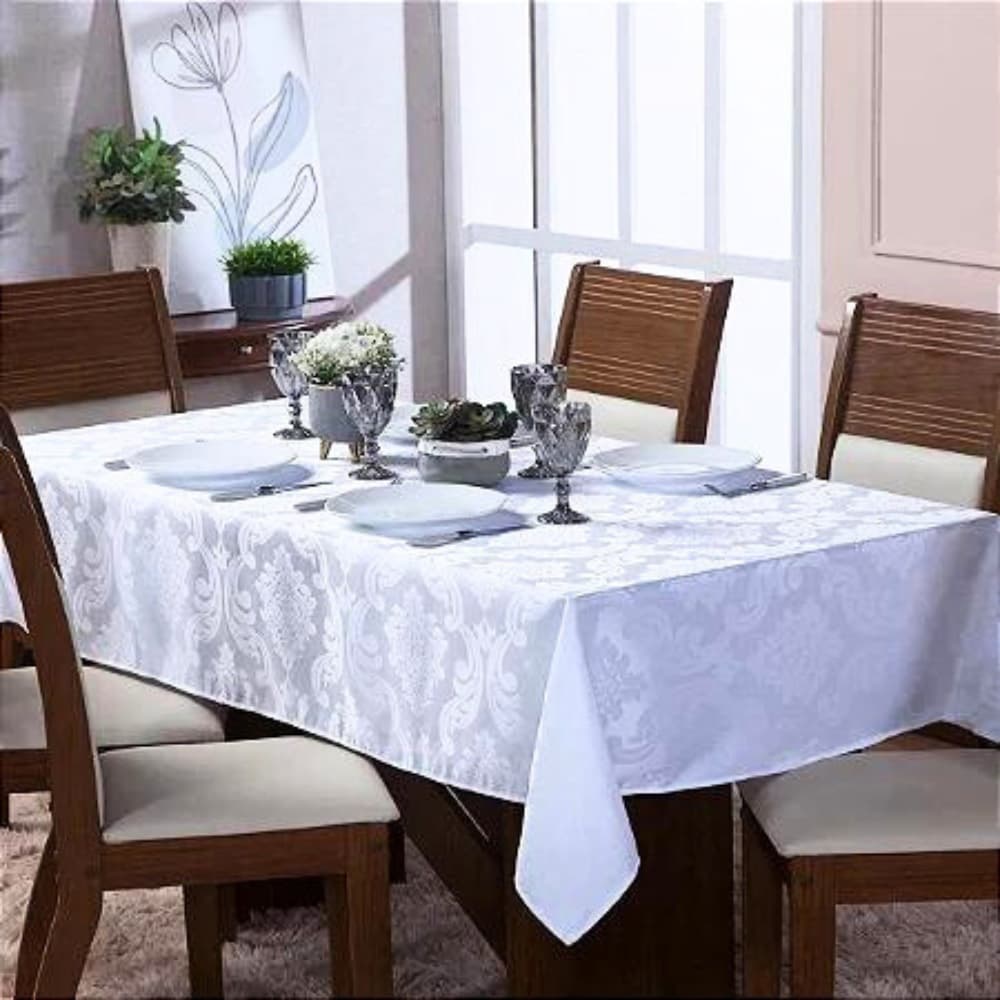 Toalha De Mesa 4 ou 6 Lugares Tecido Jacquard Cozinha