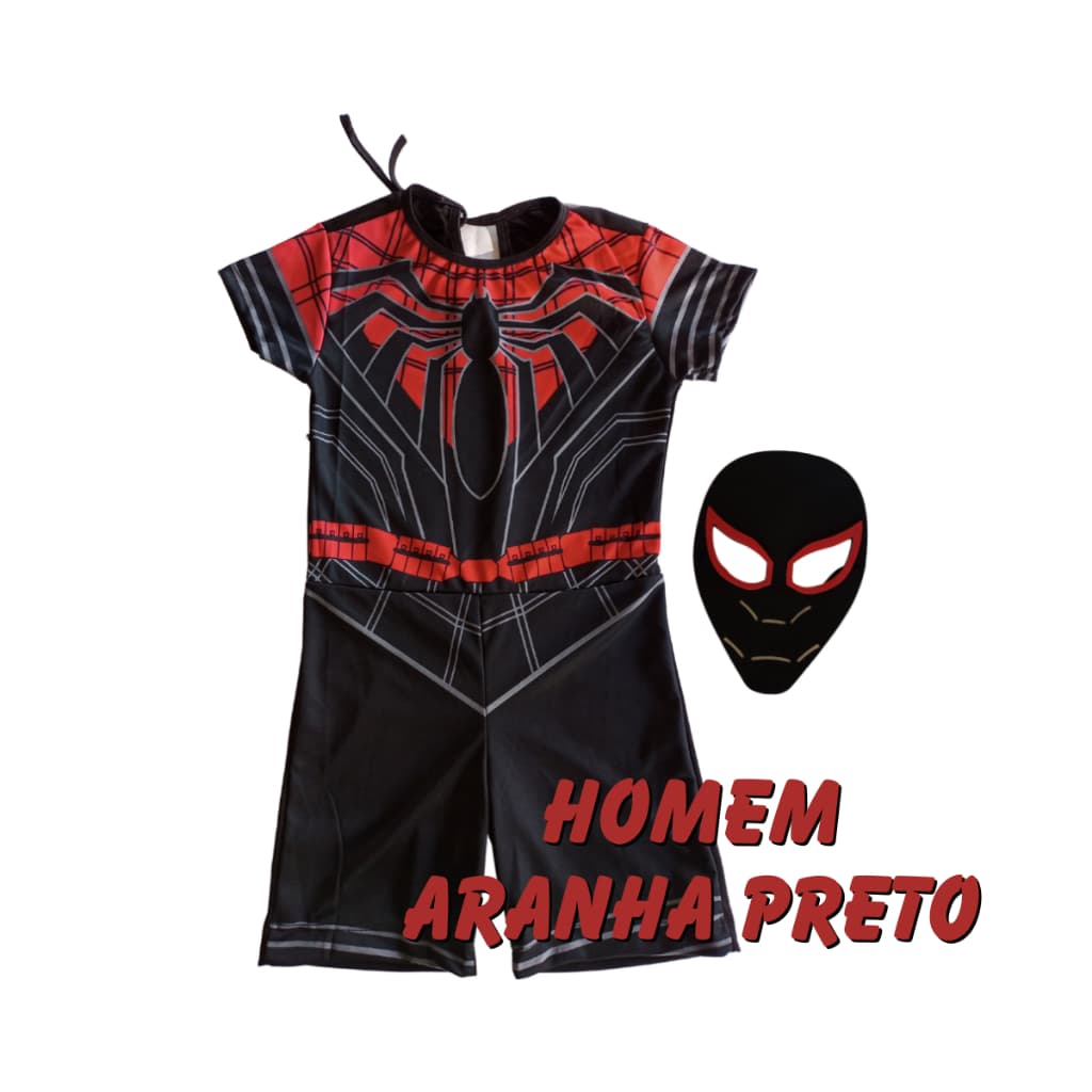 Roupa Infantil Fantasia Festa Aniversário Homem Aranha Preto