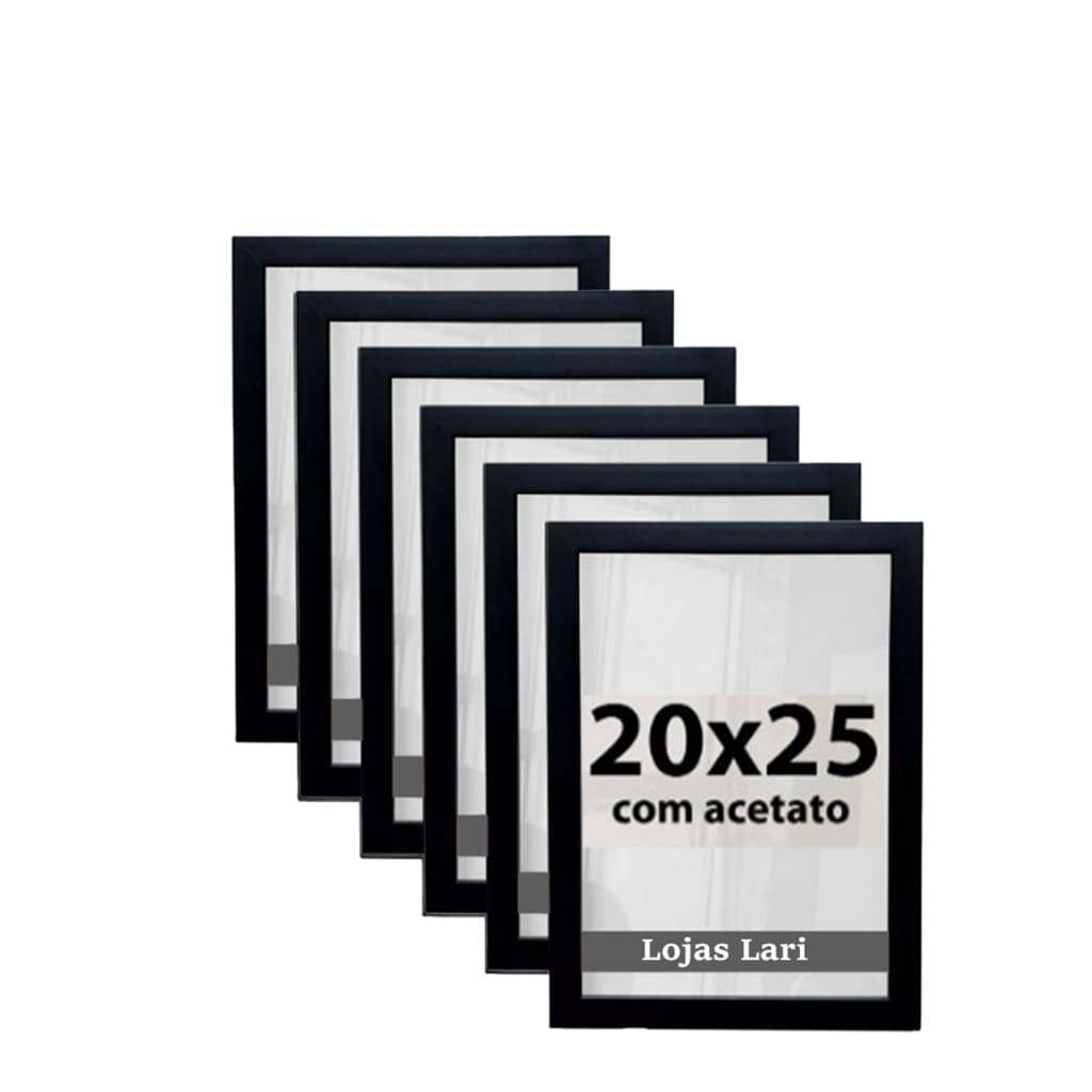 Kit 6 Molduras Quadro 20x25 Com Acetato Foto Poster Retrato