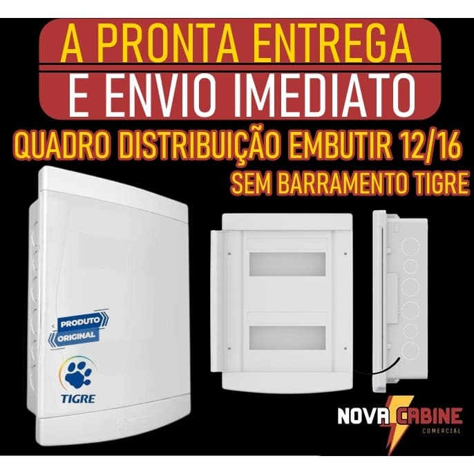 Quadro Distribuição Embutir 12/16 Disjuntores Branco Tigre S/Barramento