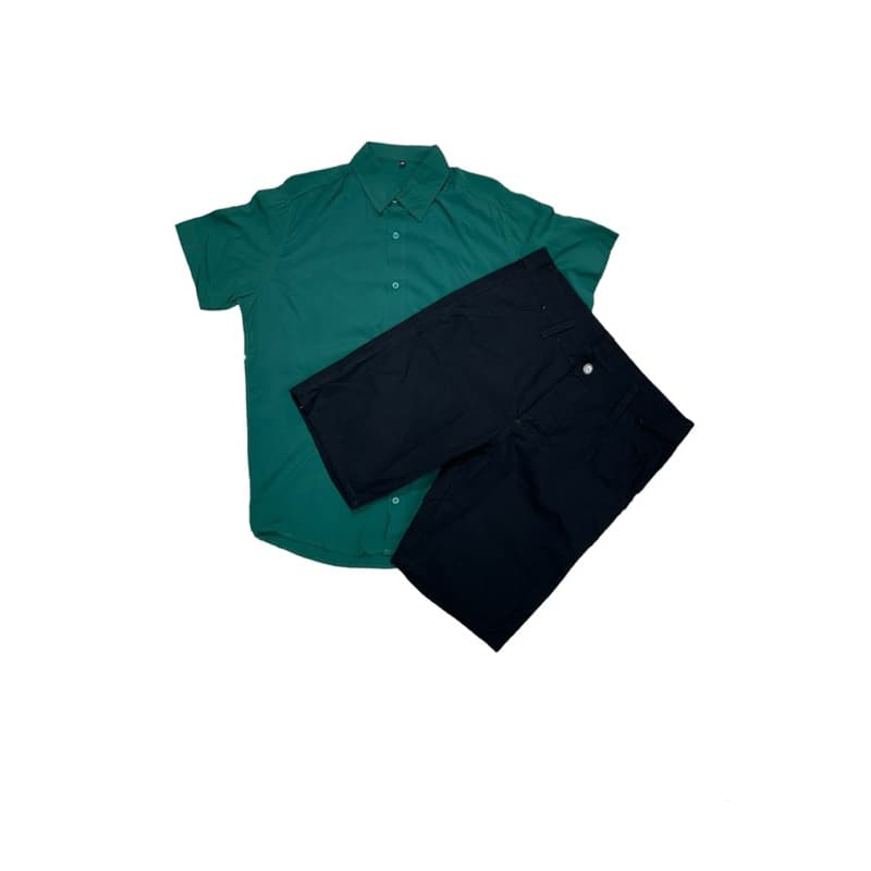 conjunto camisa social e bermuda sarja