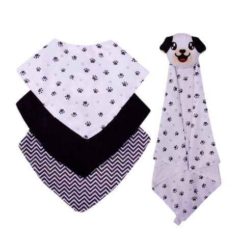 Kit 3 Peças Babador + Naninha com Prendedor de Chupeta Para Bebê