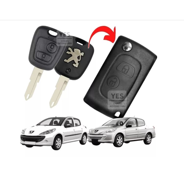 Carcaça Chave Canivete Peugeot 206 207 Hoggar Adaptação