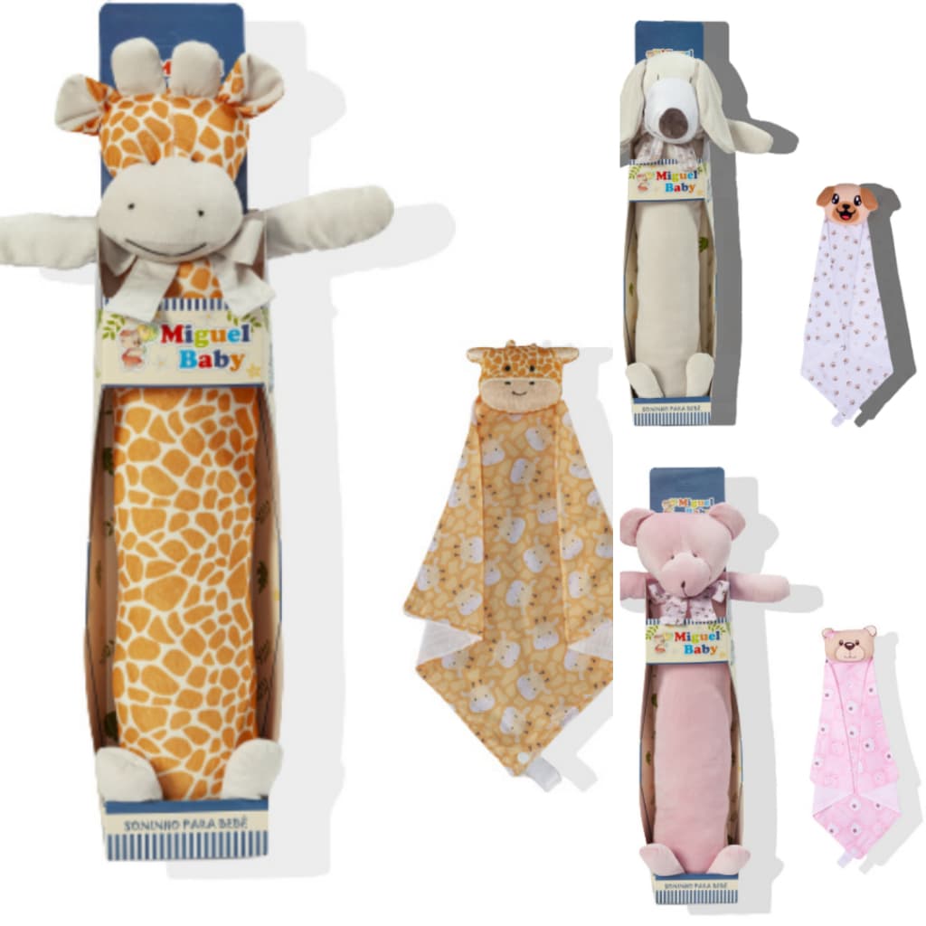 Kit Almofada Soninho + Naninha com Prendedor de Chupeta Para Bebê