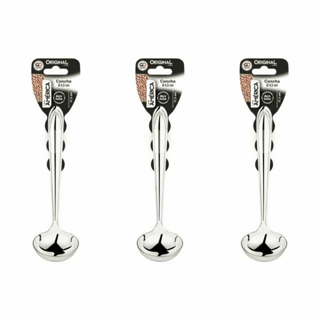 3 Mini Concha 17 Cm Aço Inox Linha América Original Line