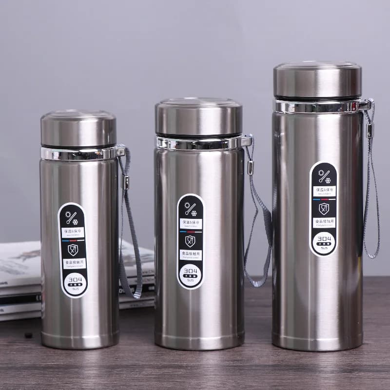 Garrafa Inox Térmica Com Infusor De Água 600ML 800ML 1000ML Café Dupla Com Alça