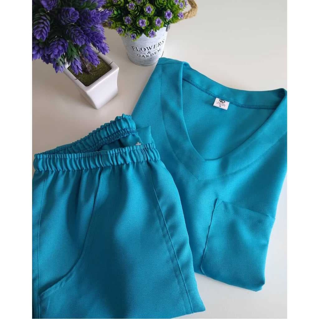 CONJUNTO PIJAMA CIRÚRGICO TIFANY COR TURQUESA OXFORD