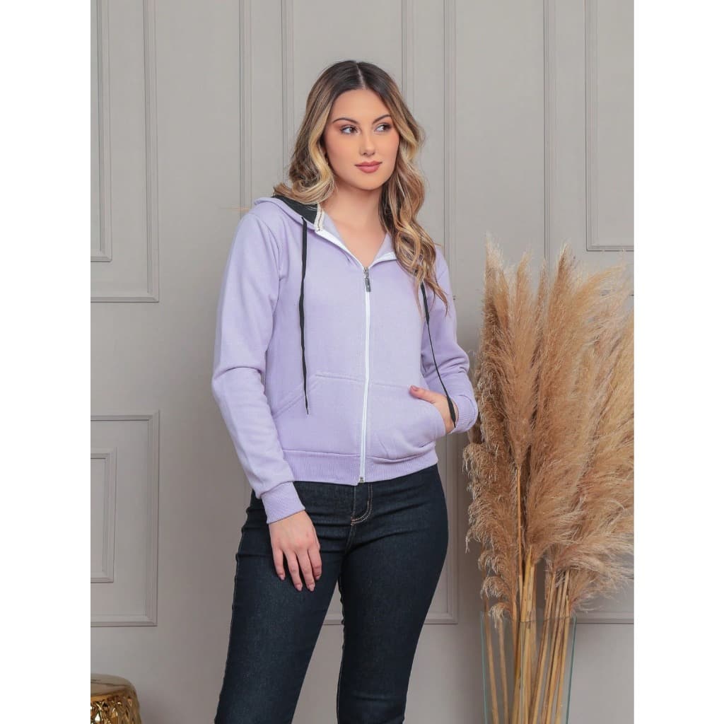 moletom Camisola com capuz feminino com zíper cardigan, moletom quente de inverno simples e elegante
