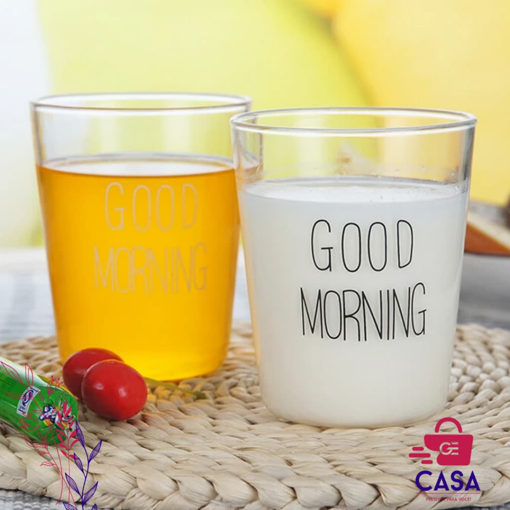 Copo Bom Dia Good Morning Café Chá Vidro Borossilicato 400ml