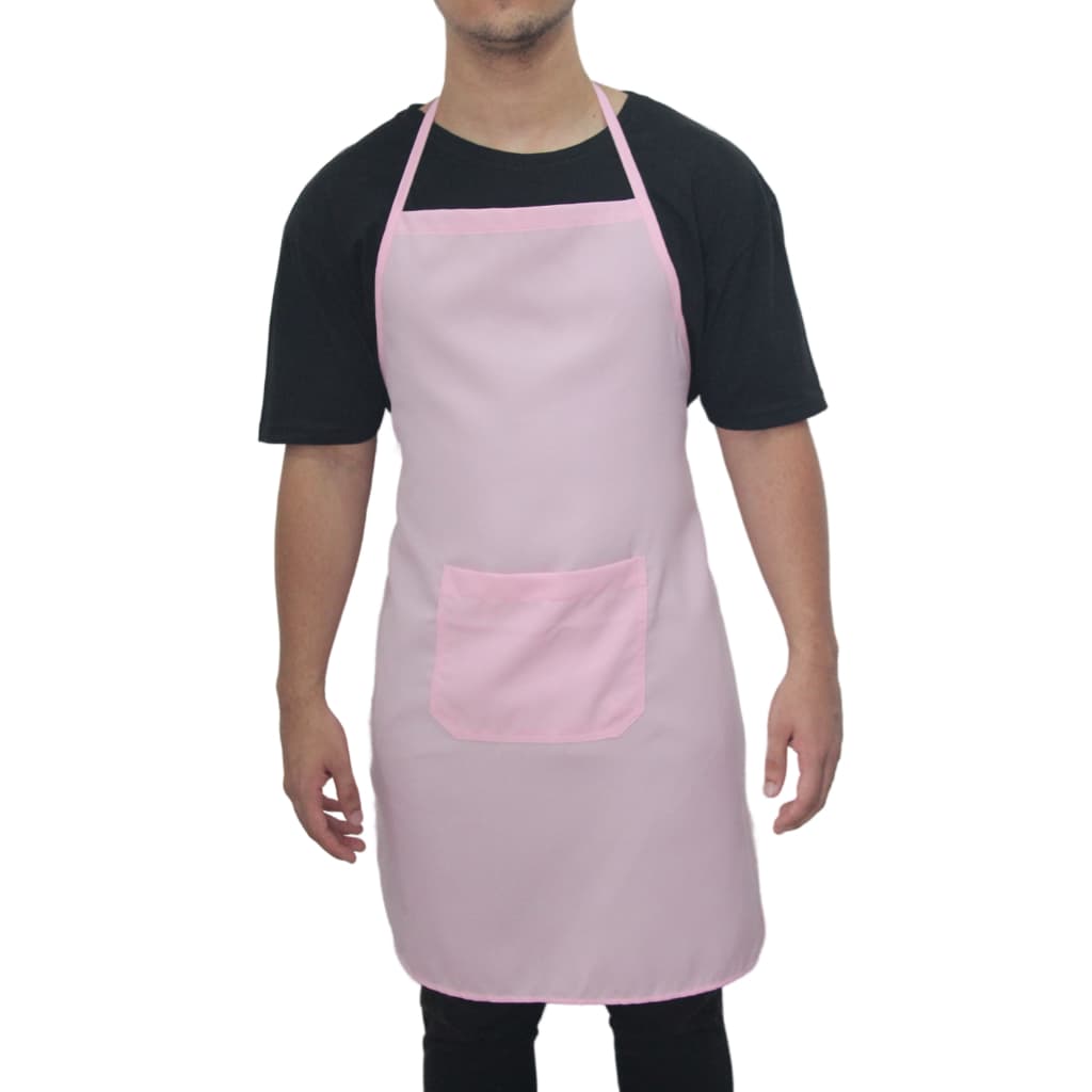 Avental de Cozinha Tecido Oxford Masculino ou Feminino Rosa Claro Bolso Grande