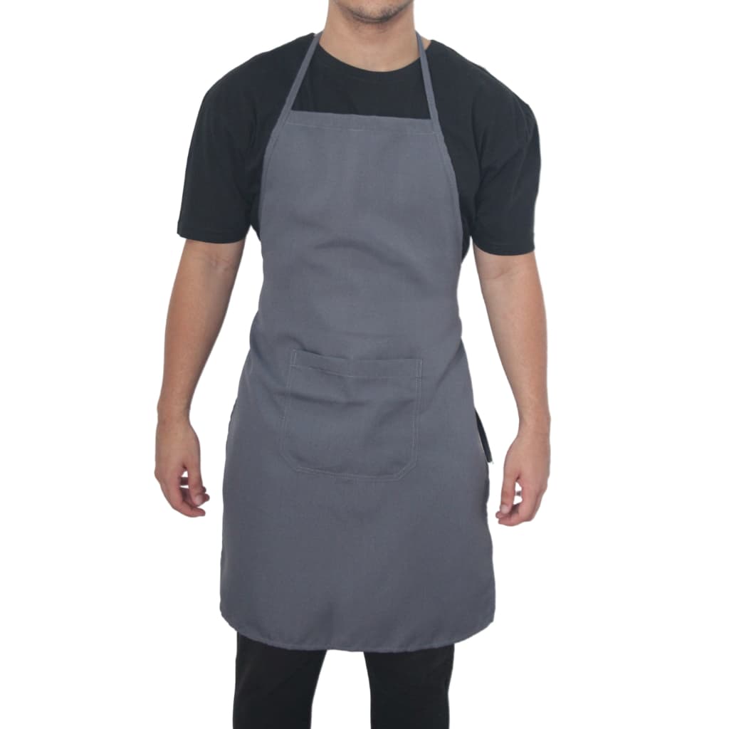 Avental Cinza Chumbo de Cozinha e Churrasqueiro Tecido Oxford unissex Bolso Grande