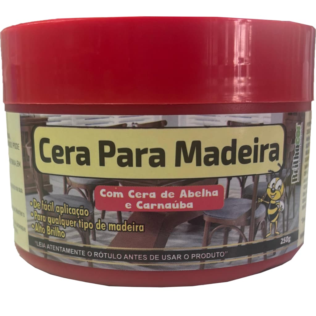 Cera Para Madeira De Abelha Com Carnauba Lustra Brilho 250ml Premium Acabamento Pasta Incolor Moveis Claro Escuro Brilho