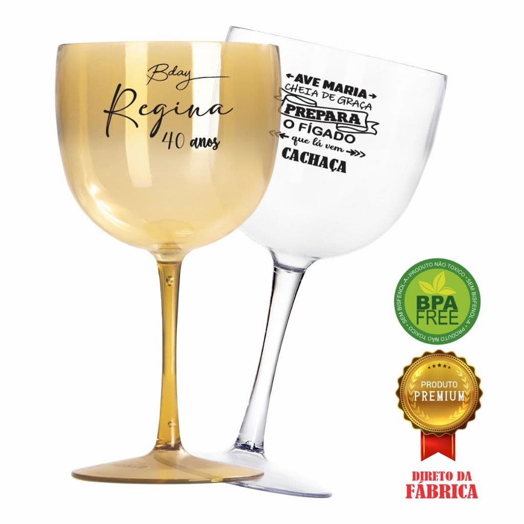 Kit 100 Taças Gin Vodka 580ml Acrílica Personalizadas - Aloha