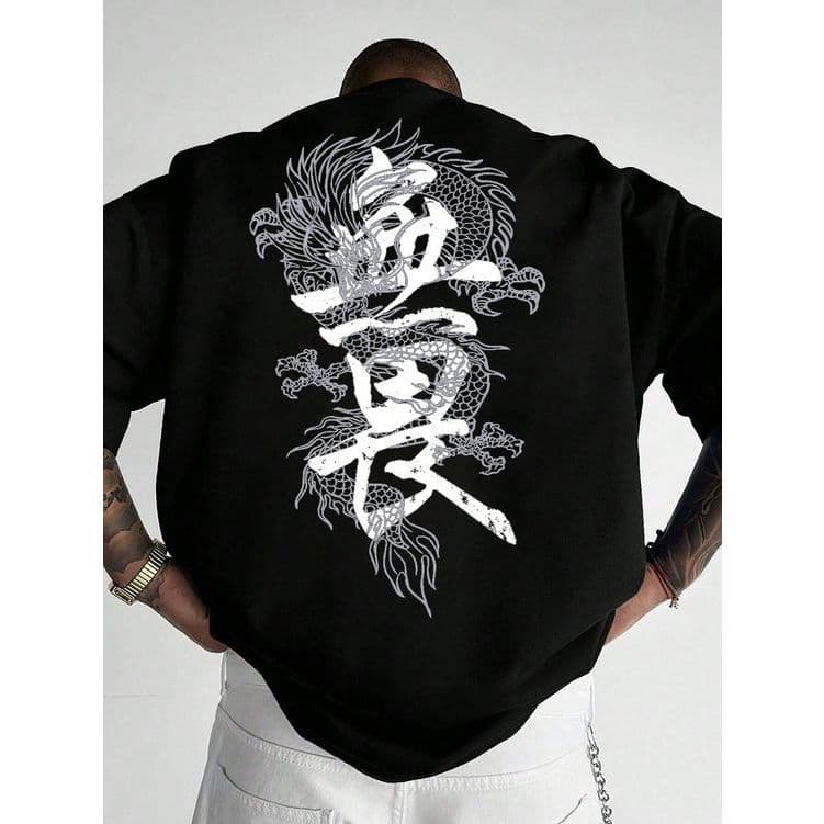Camisa Masculina Oversized Dragão Japonesa Dragon Camiseta Street Styles Unissex
