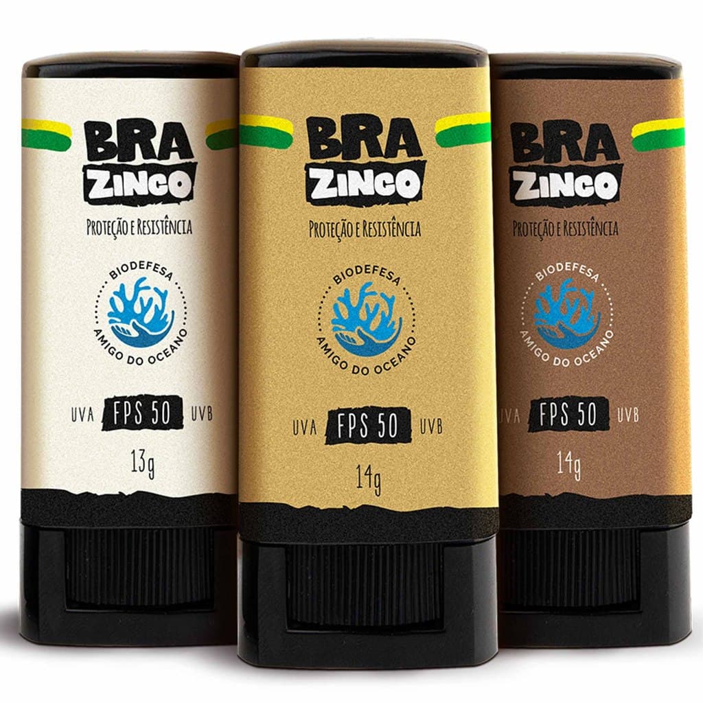 Protetor Solar Brazinco Facial Bastão para Esportes Resistente Agua e Suor 3 Cores surf bike volei