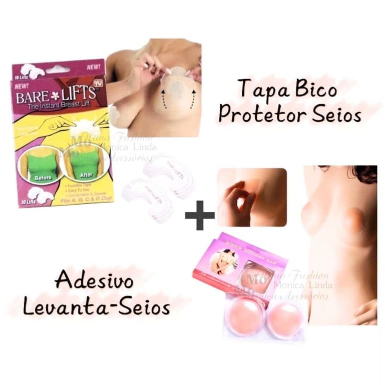 kit com 10 Adesivos Levanta Seios + Tapa Bico Protetor Seios