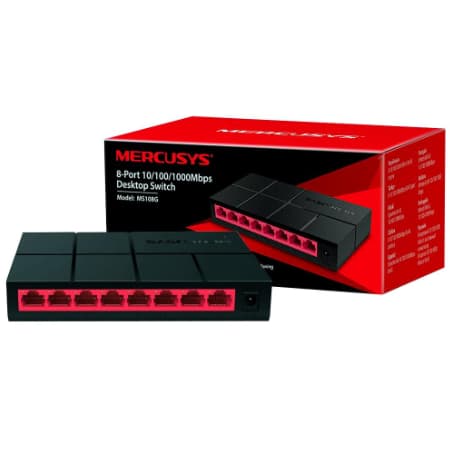 Switch de mesa Mercusys MS108G Hub/Desktop - 8 portas 10/100/1000 Mbps
