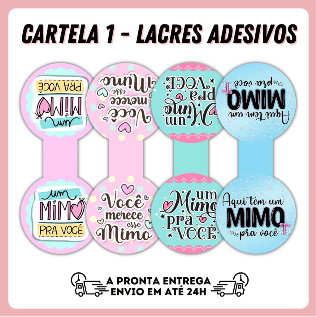 Kit 100 Lacres Adesivos Um Mimo pra Você Lacre Segurança Sacos Sacolas Embalagem Cliente