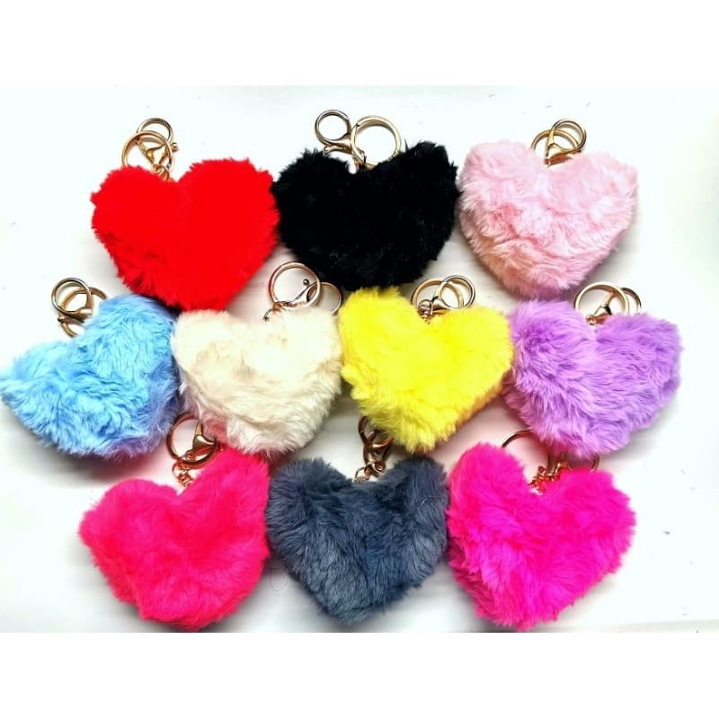 Chaveiro de Pompom Coração