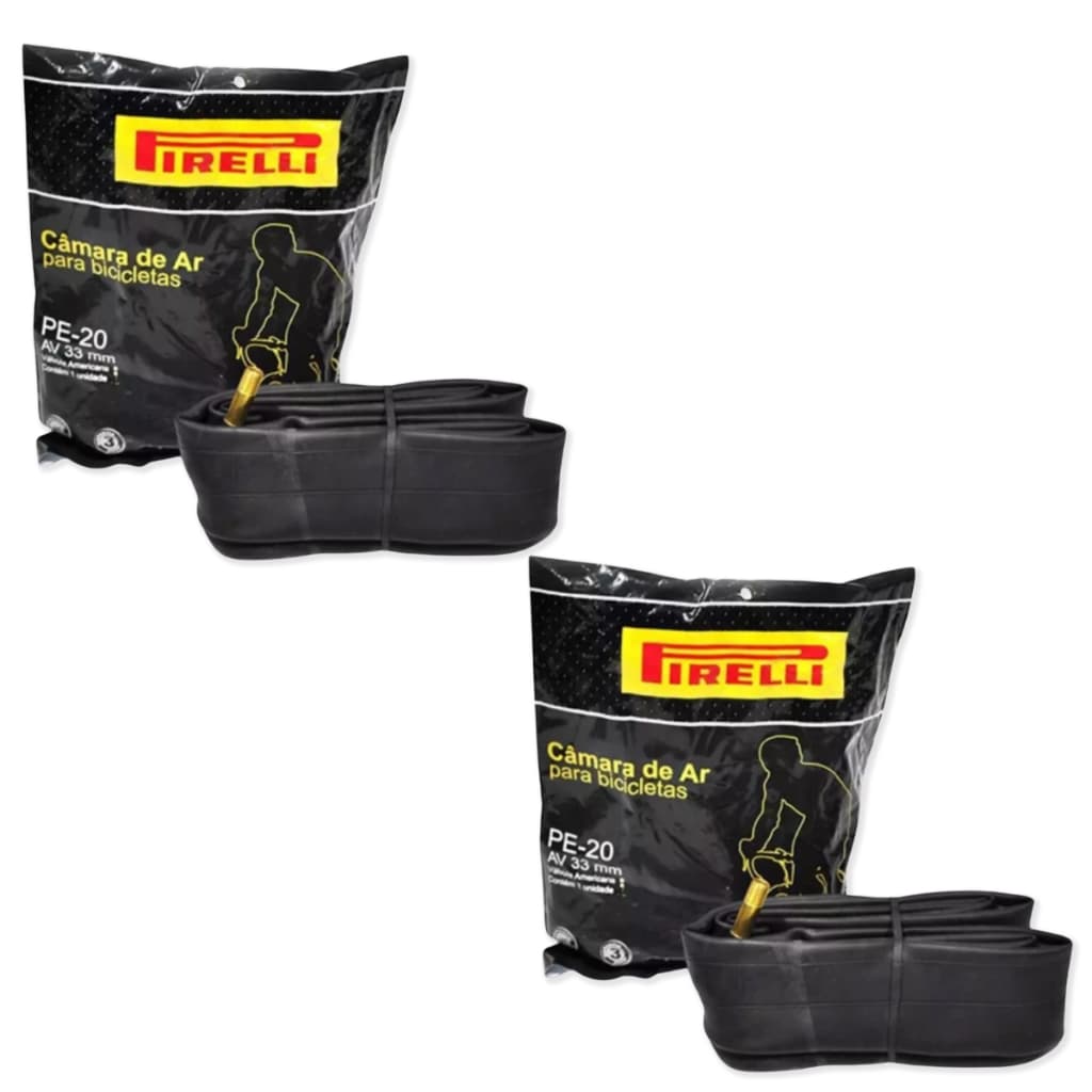 Par Camara De Ar Bicicleta Bike Aro 20 x 1.75 / 2.125 Pirelli PE-20 Válvula Americana Bico Grosso 33m Bmx Bke Infantil