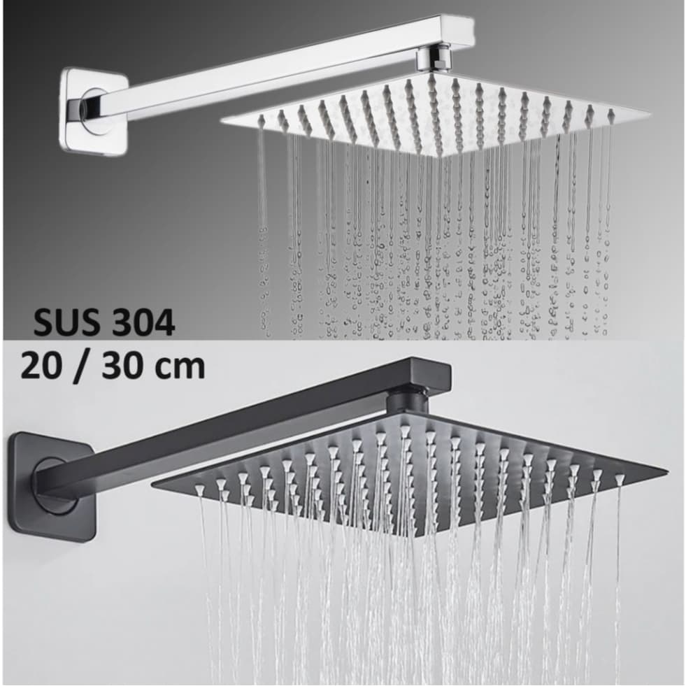 Ducha Chuveiro Inox 304 Luxo 144 Furos de Silicone Com Braço 40CM Designer Slim Fino Moderno