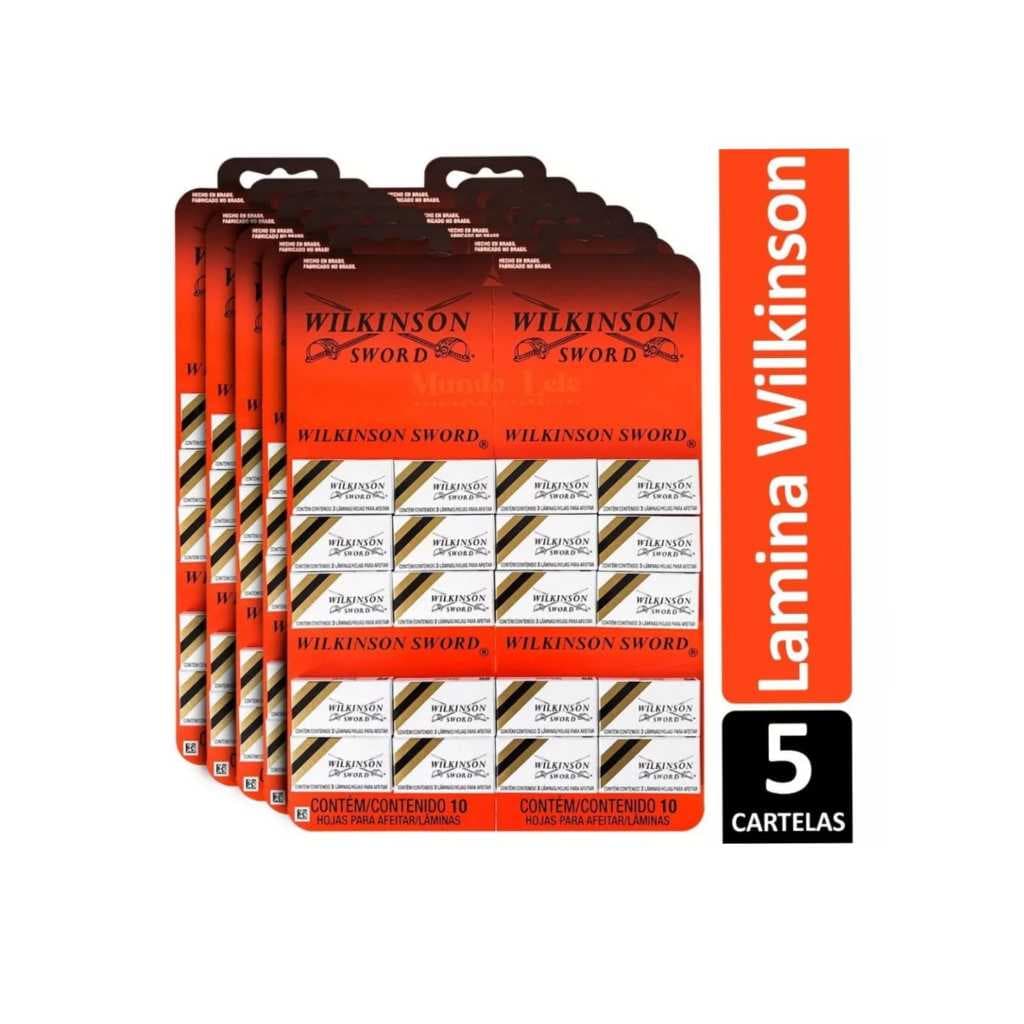 Kit c/ 5 cartelas Lamina de barbear wilkinson c/60 cada