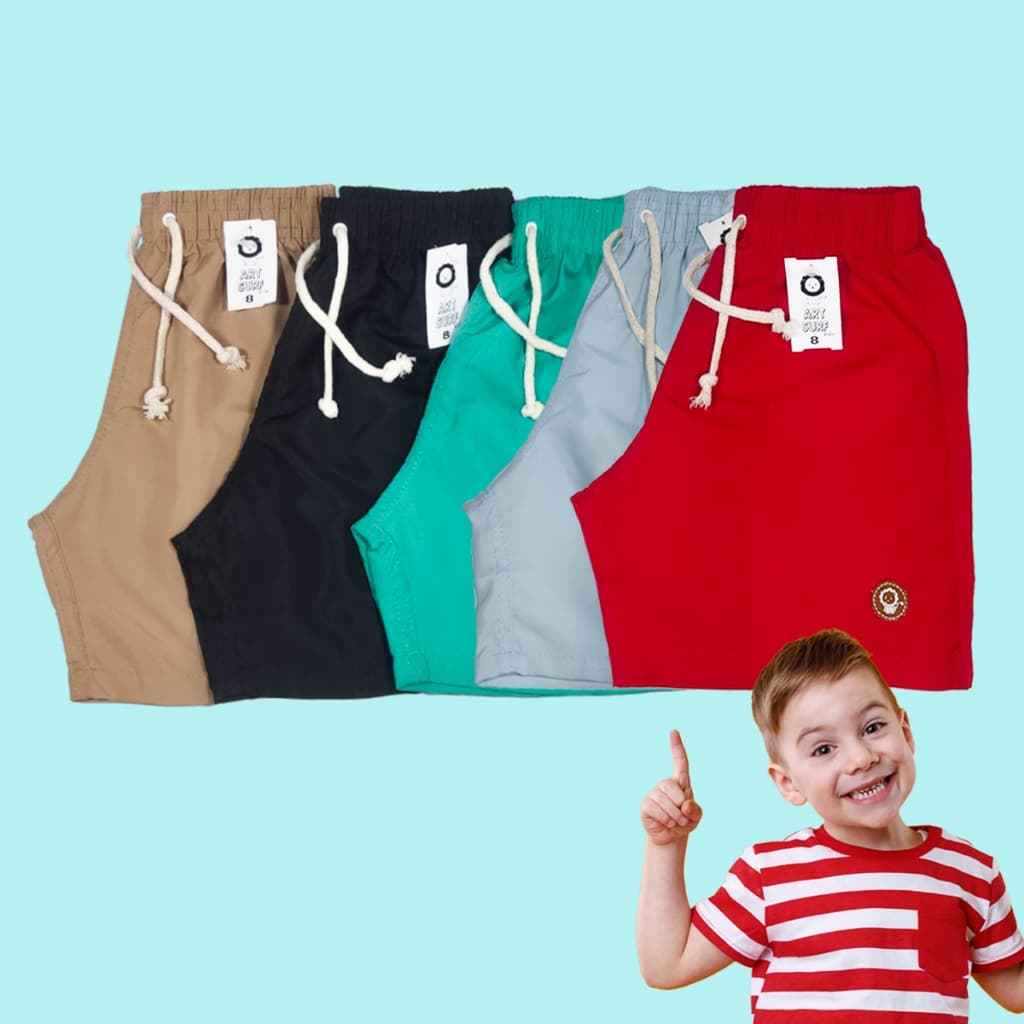 Kit 3 Bermuda Infantil Tactel Menino Moda Praia 02-14 Anos