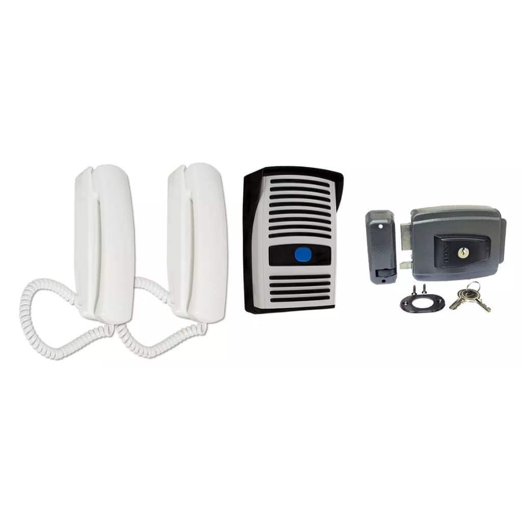 Kit Porteiro Eletronico Interfone 2 monofones c/ Fechadura AGL-inha mini