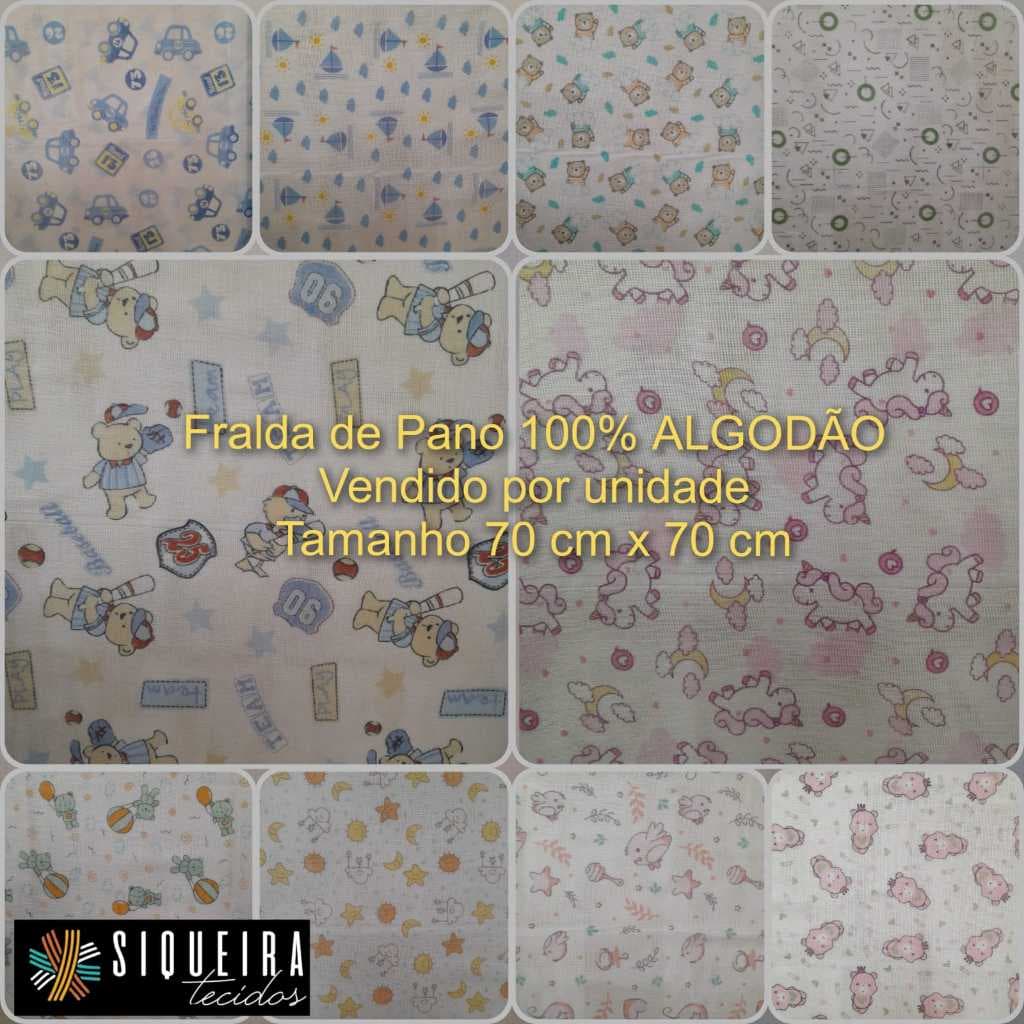 Tecido Fralda de Bebê Dupla Estampada (venda por unidade a partir de 0,70 cm x 0,70 cm)100% algodão,