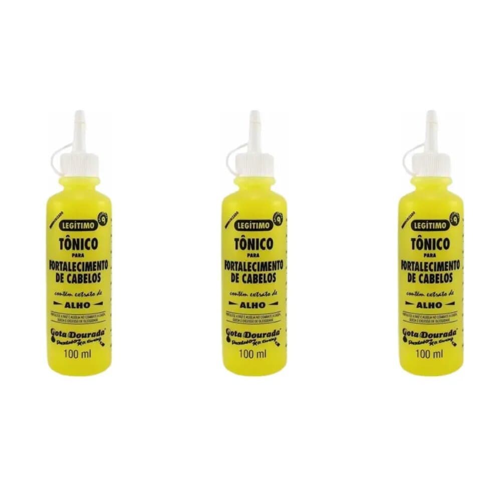 Kit 3 Tônicos Capilar de alho  para fortalecimento dos Cabelos Gota Dourada 100 ml
