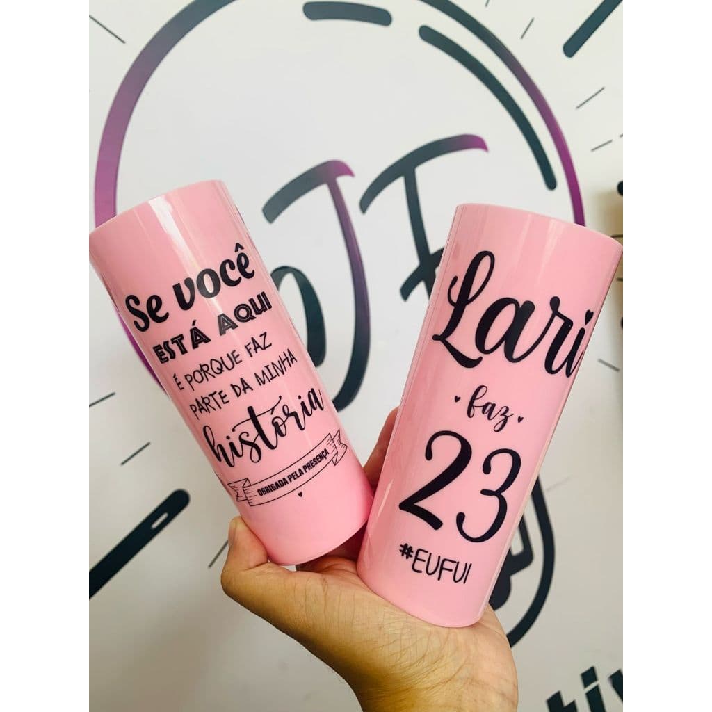 Copo Long Drink - 350ml - rosa bebe personalizado 2 lados - Caixa com 30  unidades