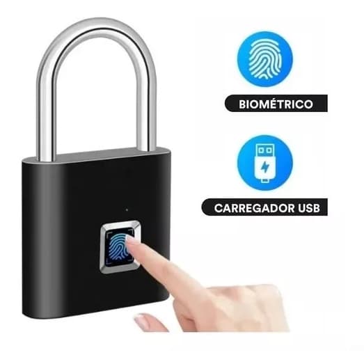 Cadeado De Impressão Digital  Biométrico Carrega via USB