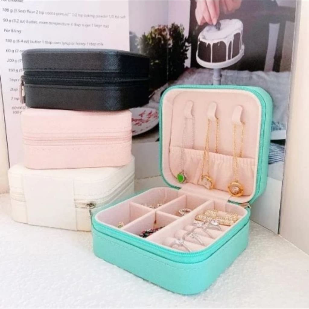 Porta Joias Portátil Caixinha Bolsa de Armazenamento Colar Brincos Anéis Braceletes
