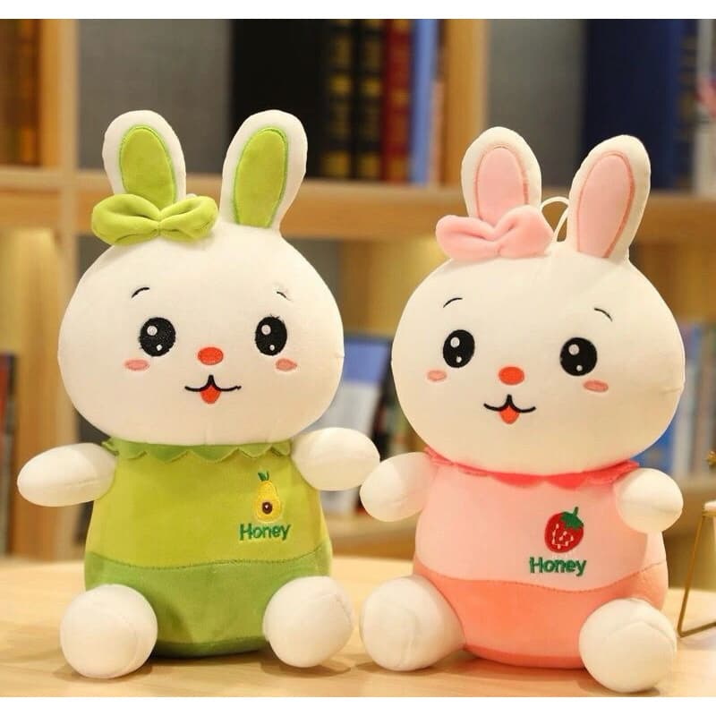 Coelhinho de laço 40cm rosa e verde brinquedo de pelúcia antialérgico de alta qualidade fofo e bonito