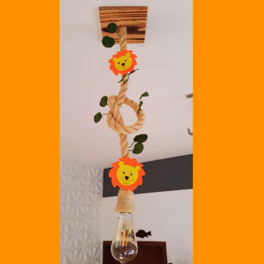Luminária de corda tema safari leão decoração quarto bebe decoração infantil quarto criança enxoval