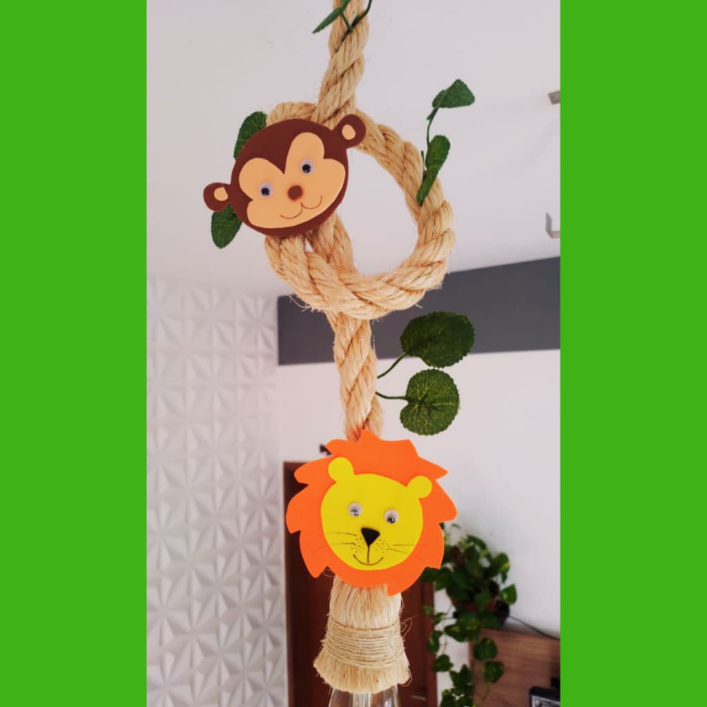 Luminária de teto safari quarto infantil LEÃO MACACO GIRAFA decoração