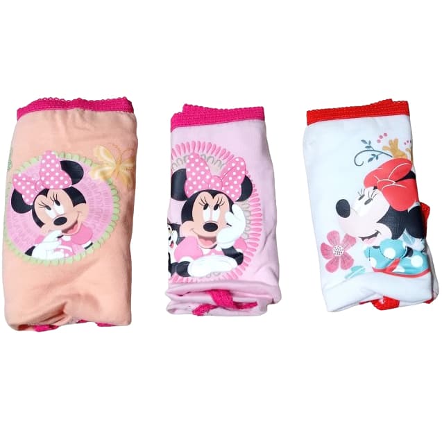 Kit com 3 Calcinhas Infantis Minnie Disney Conjunto de Calcinhas da Minnie com 3 peças