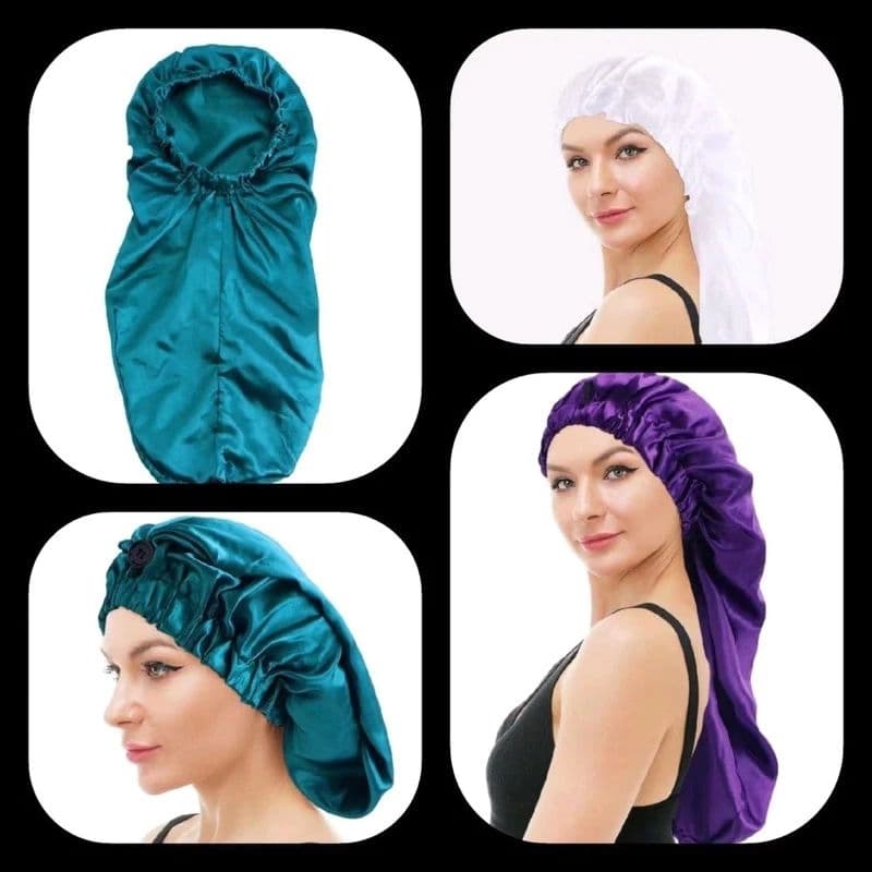 Touca de Cetim Longa Cabelos longos Comprida Tranças  Long Hair Alto Brilho Anti Frizz Anti Embaraço Anti Encolhimento
