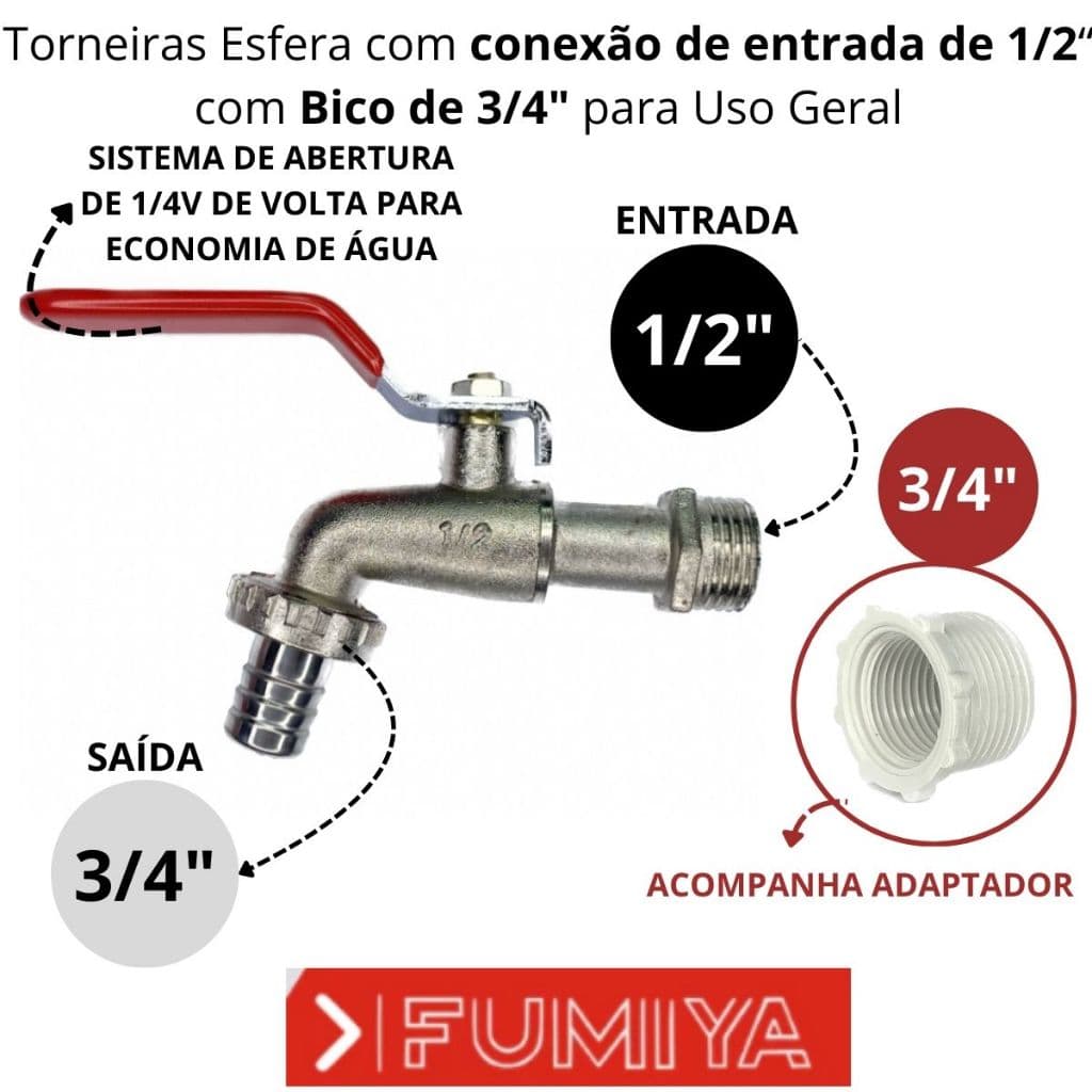 Torneira Esfera de Jardim – 1/2 x 3/4